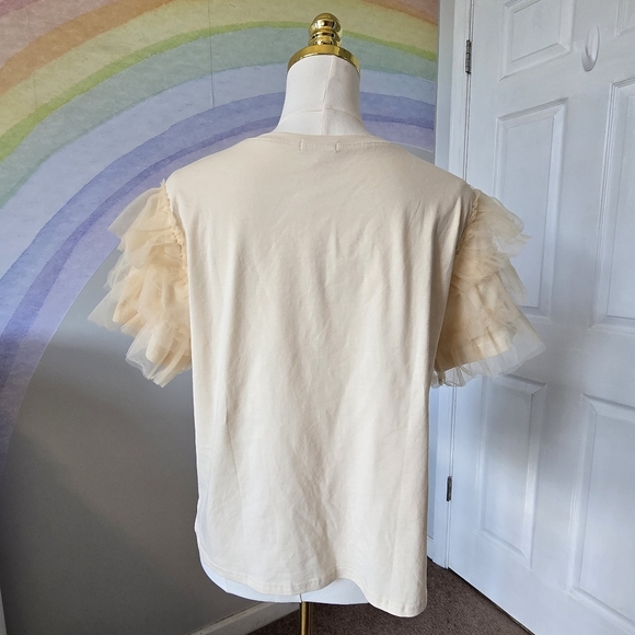 TCEC | Large | Ivory Tulle Ruffle Sleeve Top - Picture 4 of 9